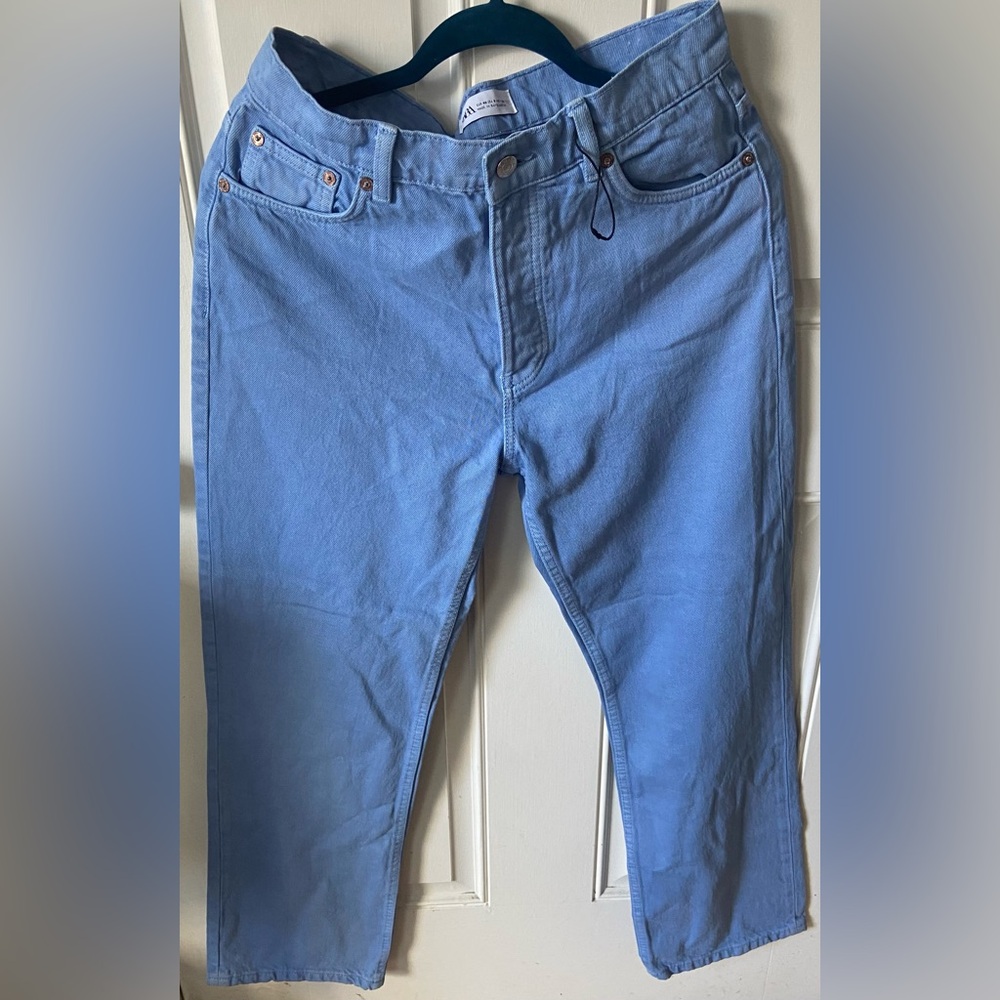 NWT ZARA BLUE HIGH WAIST MOM JEANS SIZE 30